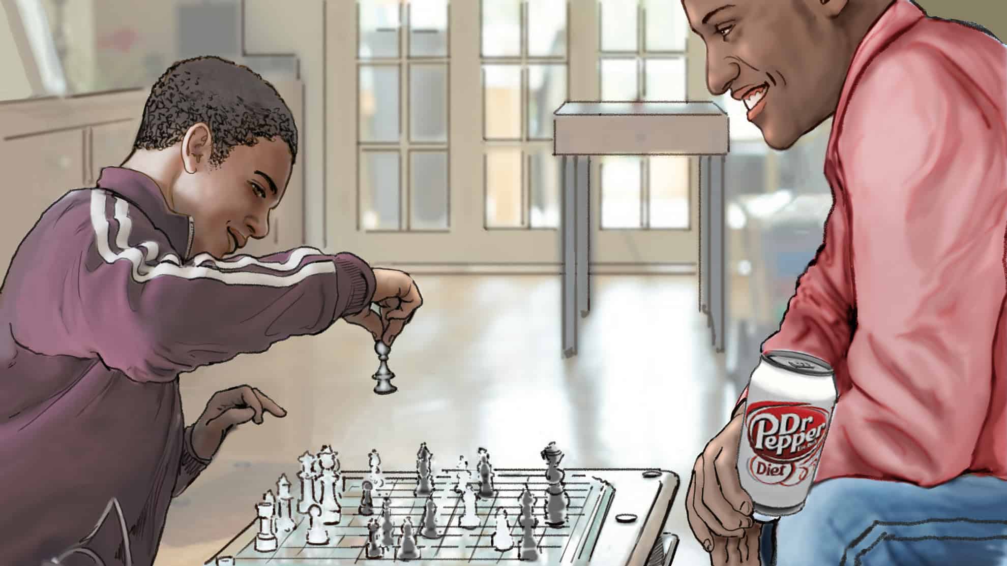 father and son, chess