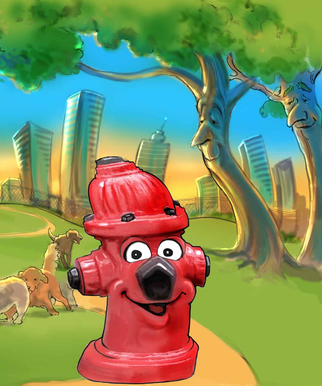 hydrant and trees, kids show, environment